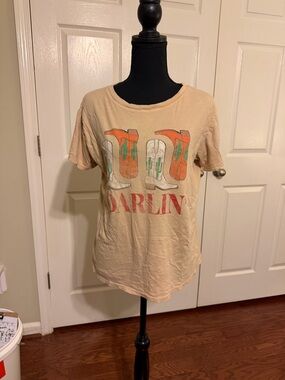 Project Social T Beige Graphic Tee with Orange and Green Accents